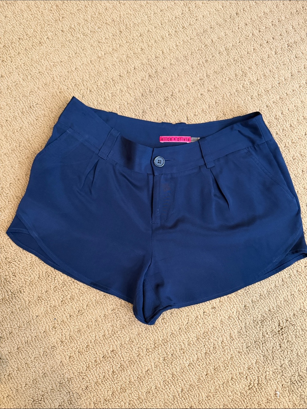 Alice + Olivia Navy Tailored Dolphin Shorts